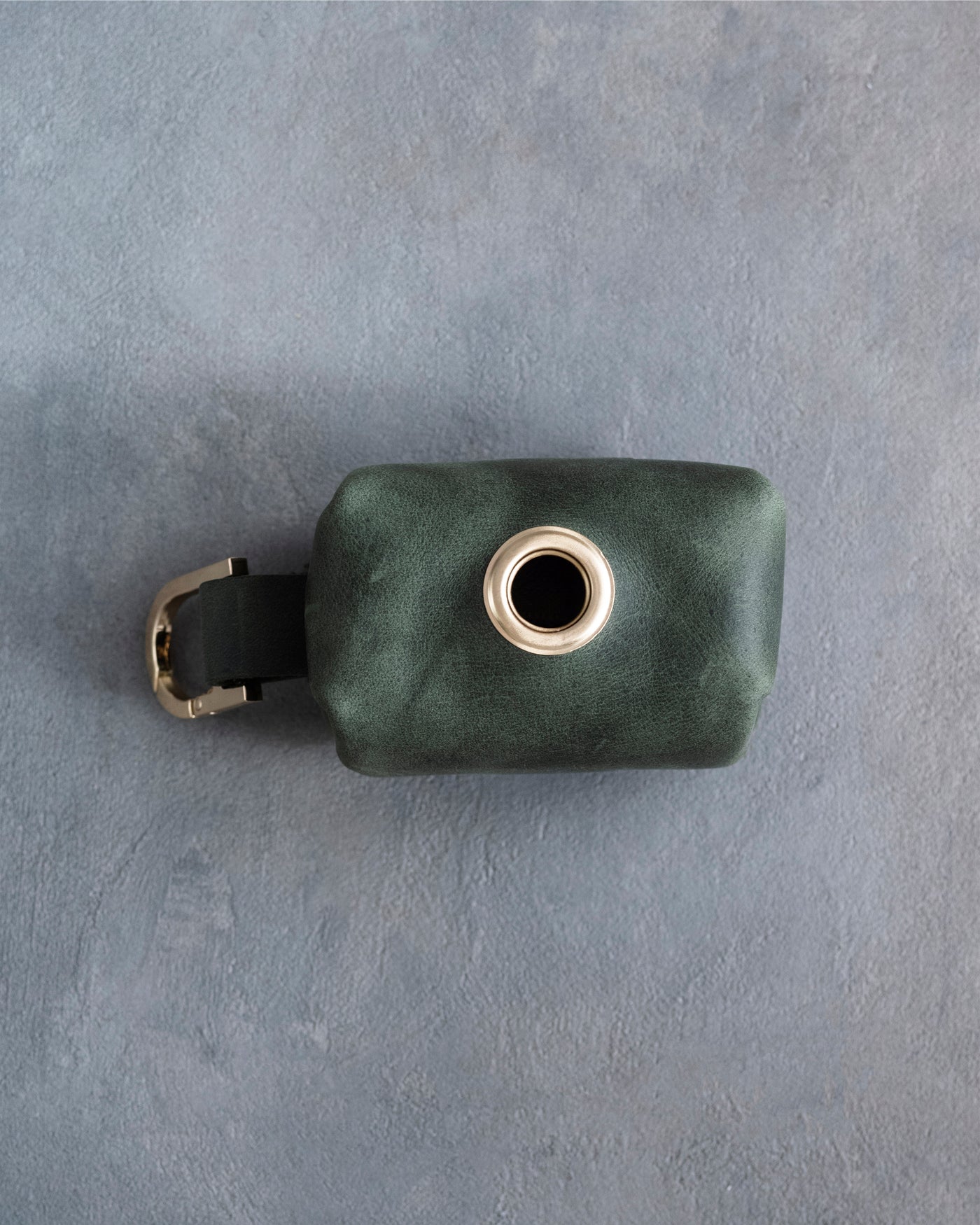 Forest Green Leather Dog Poop Bag Holder