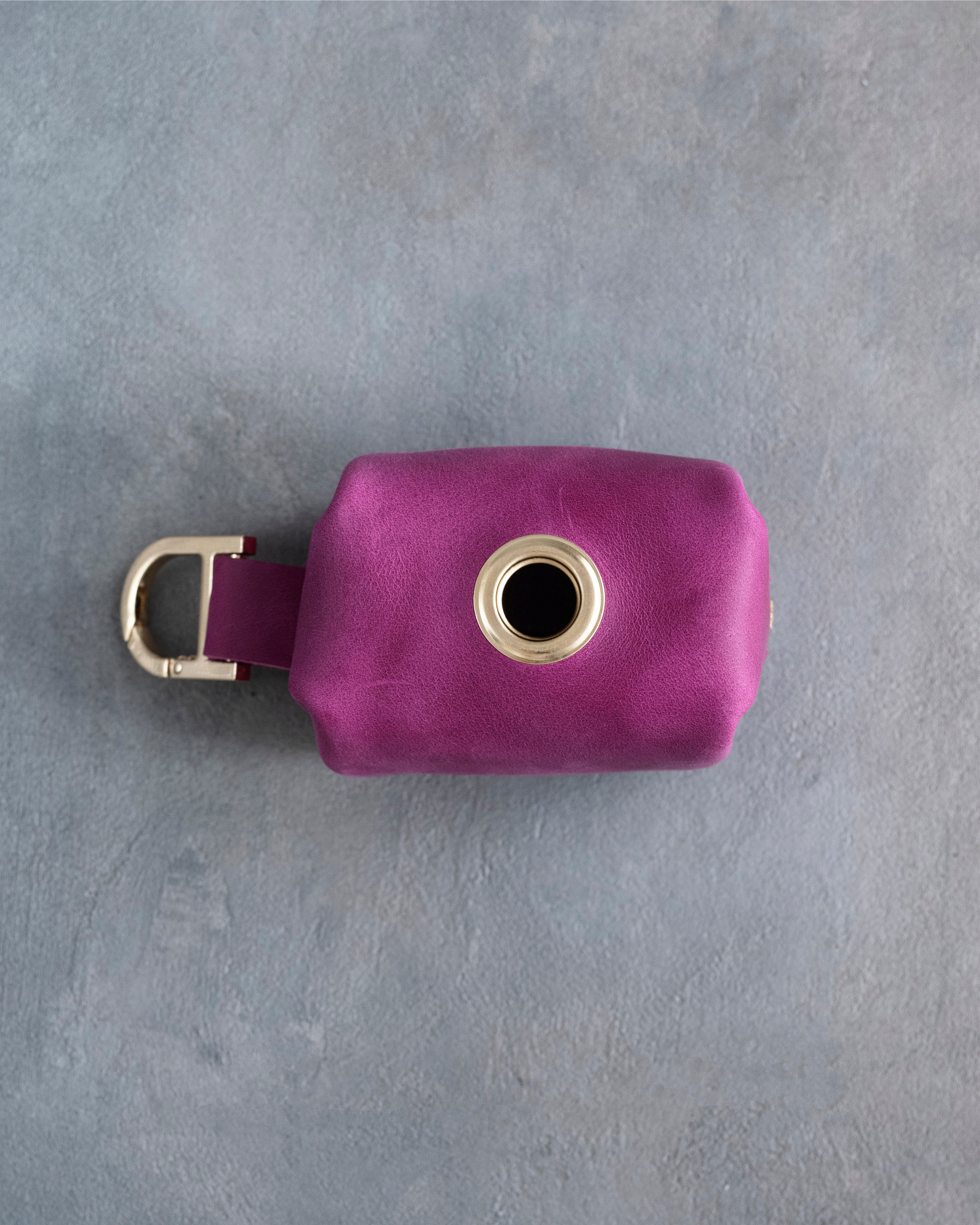 Fuchsia Leather Dog Poop Bag Holder