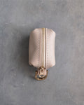 Gray Sand Leather Dog Poop Bag Holder