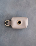 Gray Sand Leather Dog Poop Bag Holder
