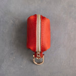 Poppy Red Leather Dog Poop Bag Holder with hand-finished detailing