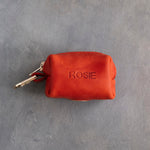 Poppy Red Leather Dog Poop Bag Holder