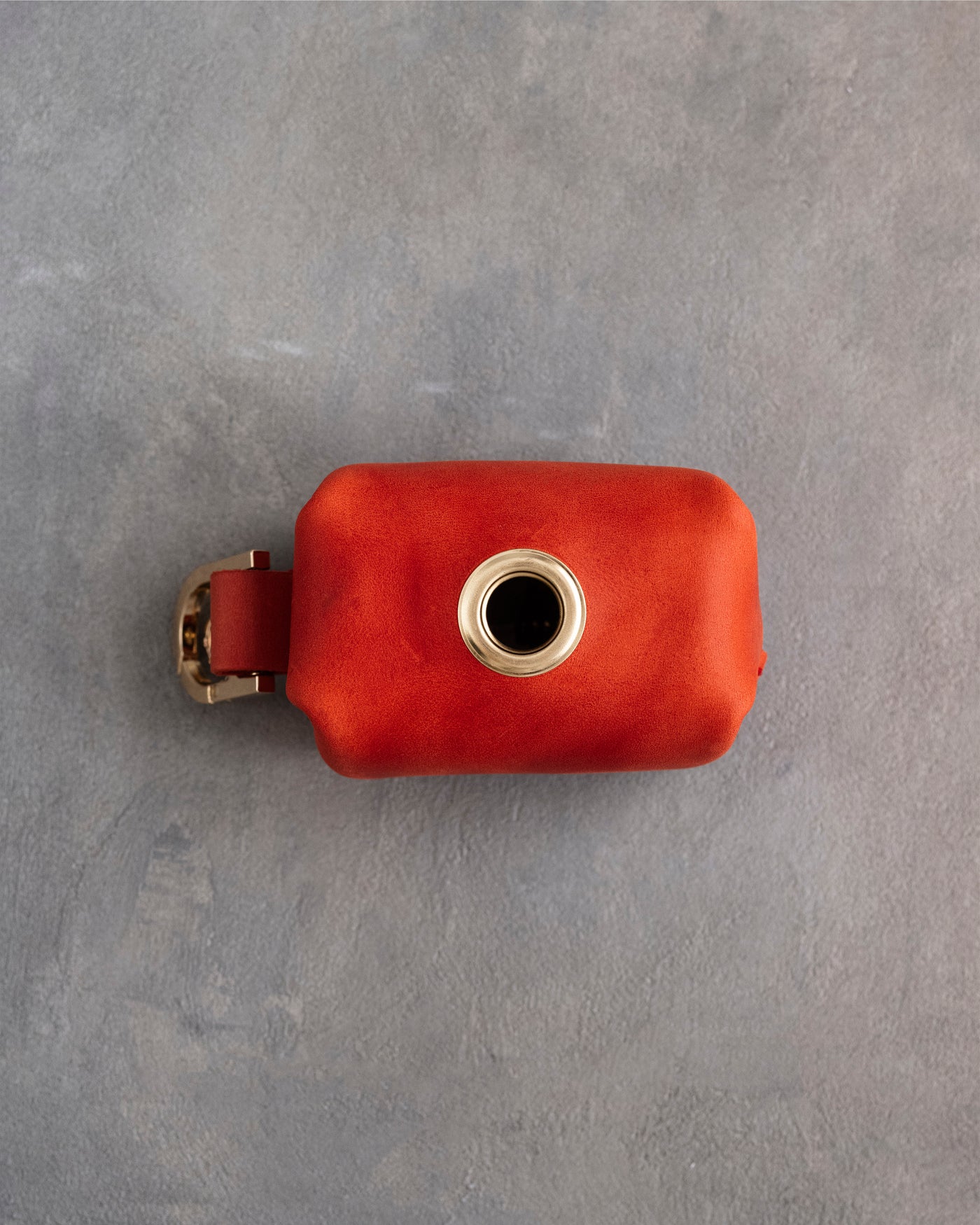 Poppy Red Leather Dog Poop Bag Holder