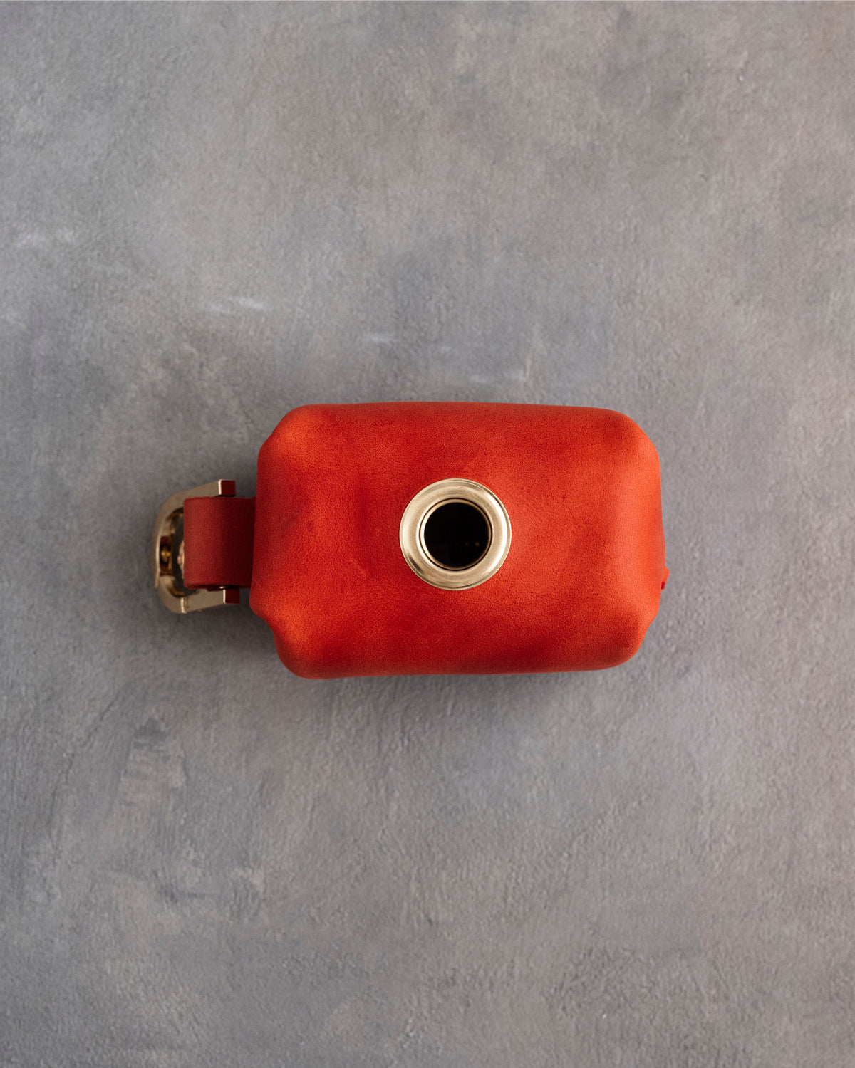 Poppy Red Leather Dog Poop Bag Holder made to order